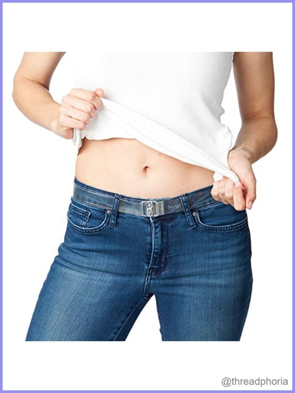 Skinny Invisible Belt 1 Inch Wide Adjustable No Buckle Flat Waist